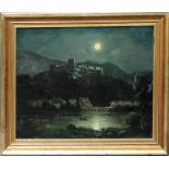 Brockmann, H.W. (um 1924)Schloss Heidelberg bei Mondschein. Öl/Lwd. (l. Kratzer), re. u. sign. und