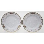 Sechs Dessertteller, Meissen,"Schwanenrelief", mit reliefiertem Schwanen-, Reiher- und