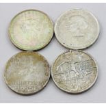 Weimarer Republik, vier 3 Mark Gedenkmünzen:Lessing 1929, von Stein 1931, Philippsuniversität