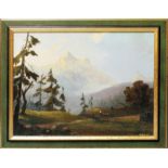 Demmin, Erich (1911 Mecklenburg-Berlin 1997)Blick auf den Watzmann. Öl/Lwd./Platte (Altersspuren),