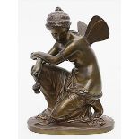 Laurent, Eugène (1832 Frankreich 1898)Psyche mit Öllampe. Braun patinierte Bronze (Altersspurren).