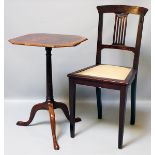 Beistelltisch und Jugendstil-Stuhl.Mahagoni bzw. Nussbaum. Gebrauchsspuren. 20. Jh. H. 69 bzw. 91