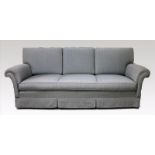 Moderne Couch.3-Sitzer. Polsterung mit aufwendigem Moiré-Bezug. Alters- und Gebrauchsspuren, Stoff