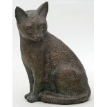 Sitzende Katze.So genannter "Achatit", bronziert. 20. Jh. H. 27 cm.