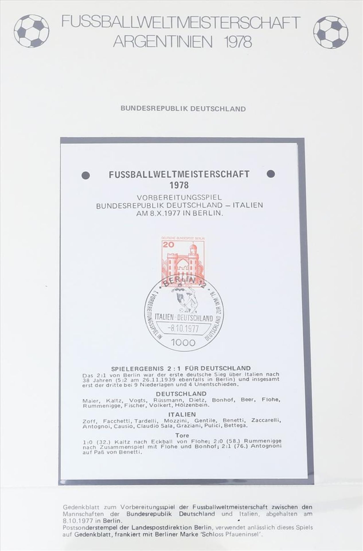 Sammlung Briefmarken und Ganzsachen "Fussball-WM 1978".In Lindner-Falzlosalbum.