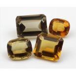 Vier Citrine, zus. ca. 57,5 ct.