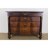 Mahogany Empire commode with blackmarble top.