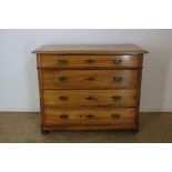 Cherry wood Louis Phillipe commode with 4 drawers, about 1870, h, 95, w. 115, d. 55 cm.