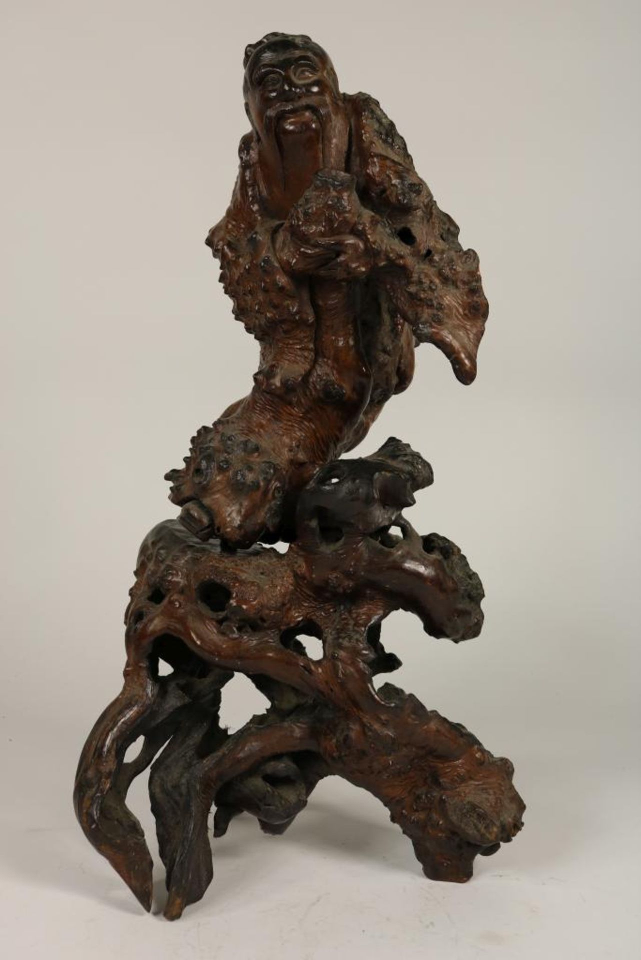 Wooden carved sculpture of Shou Lao, China, h. 50 cm.