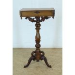 Mahogany Biedermeier sewing table with drawer, 19th century, h. 95, w. 51, d. 32 cm.