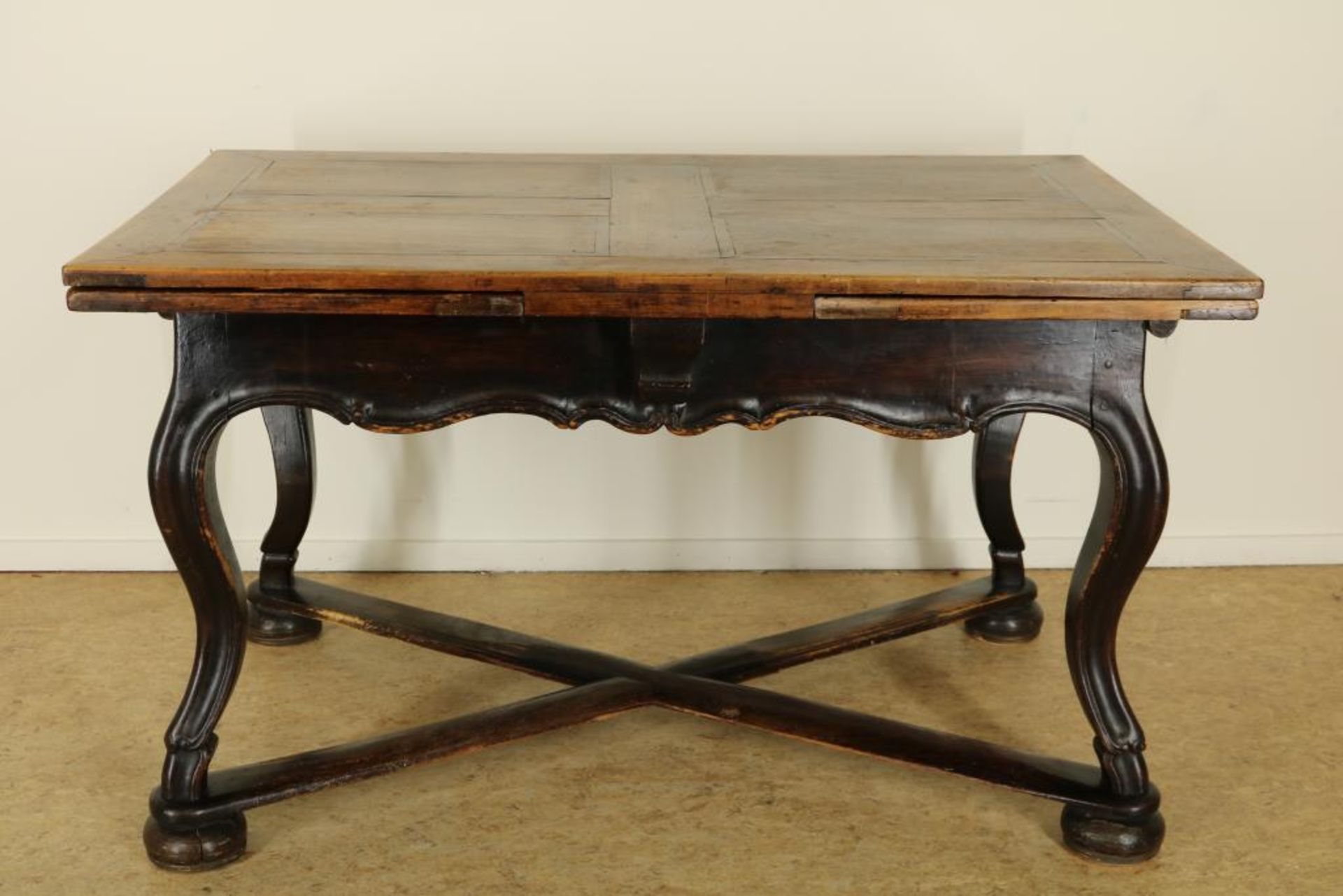 Black painted Victorian table, England 19th century, h. 75 w. 240 d. 86 cm.