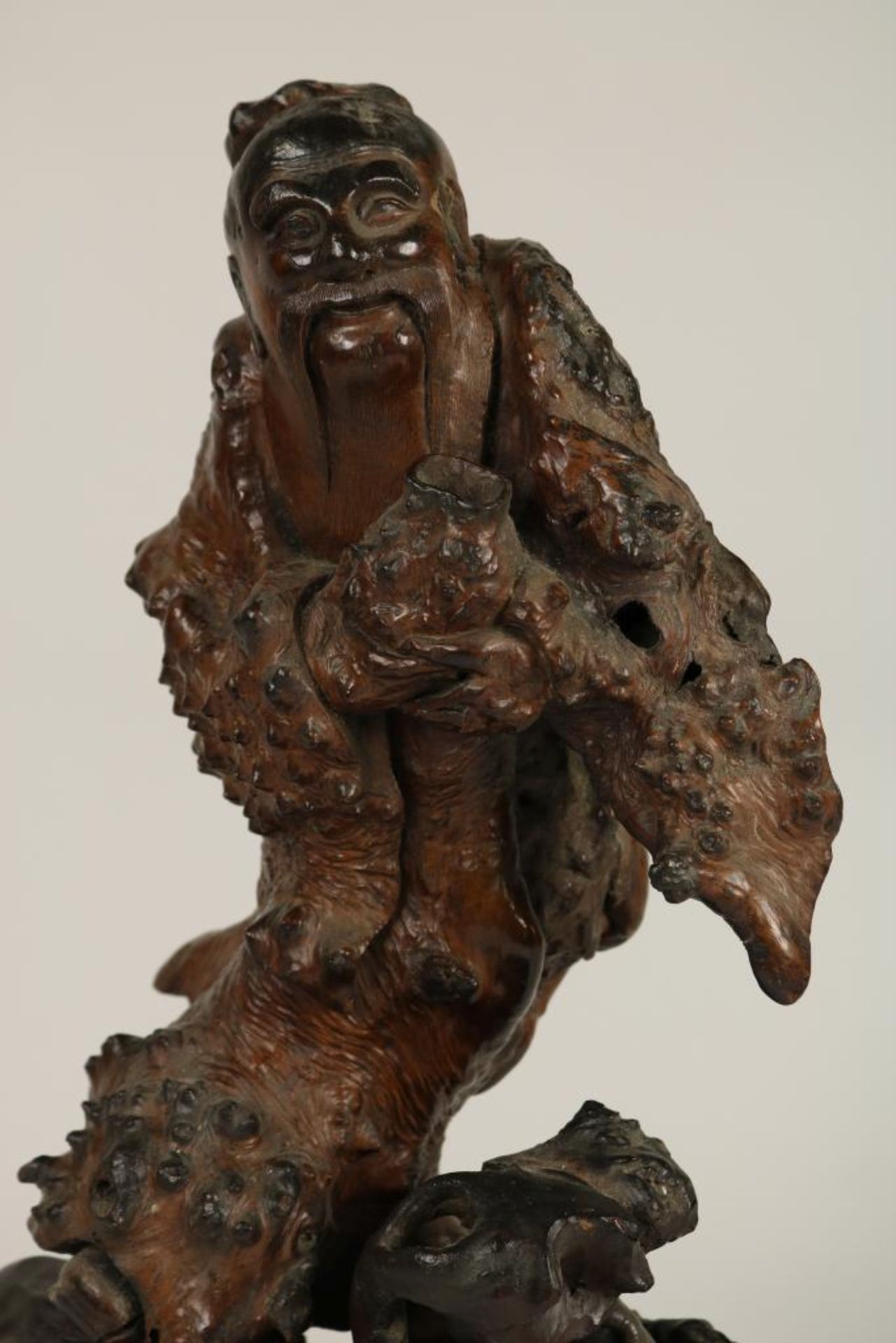 Wooden carved sculpture of Shou Lao, China, h. 50 cm. - Bild 2 aus 4