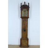 A mid 18th century walnut longcase clock, Robert Crucifix, London, h. 240 cm.