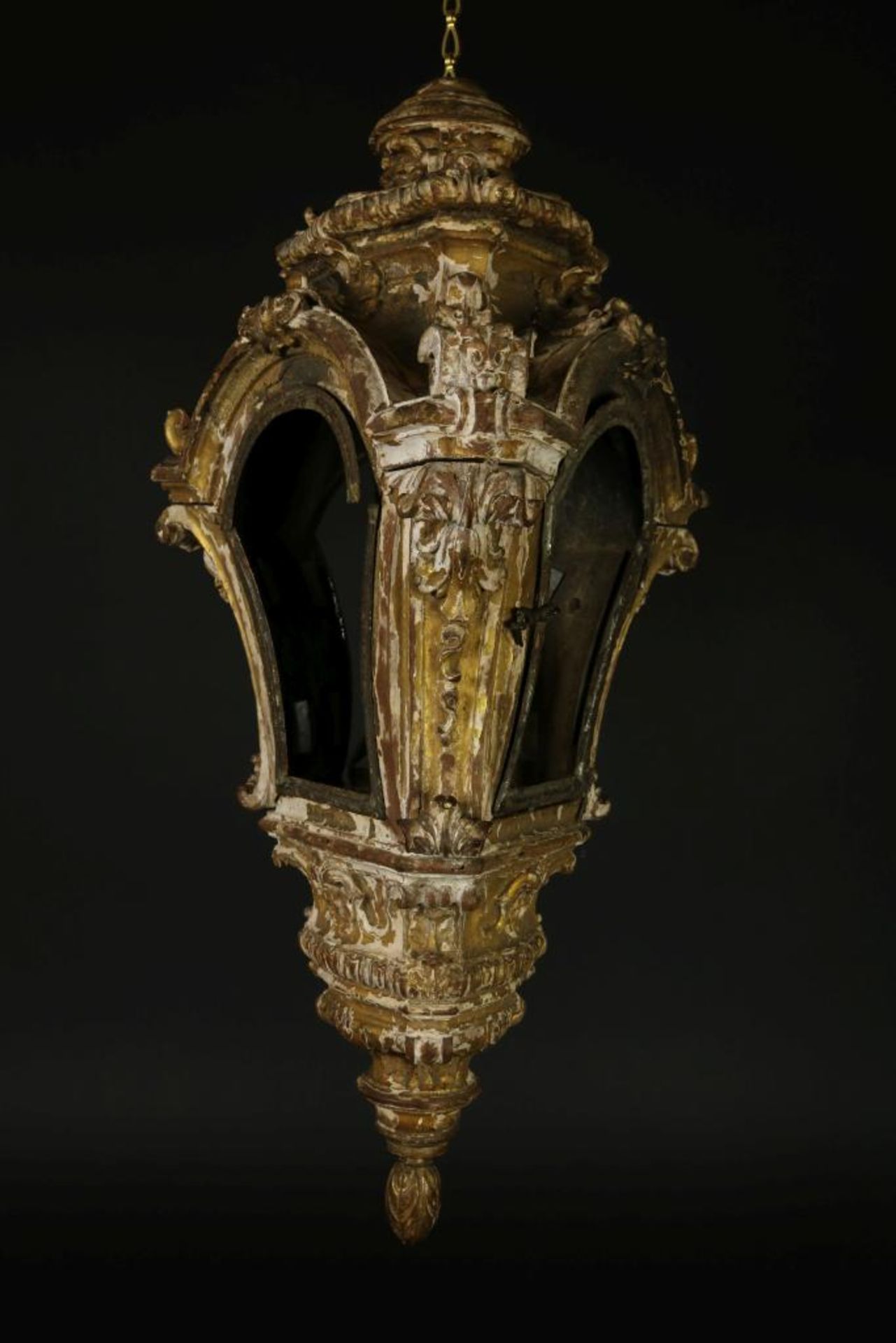 Wooden Louis XV lantarn, h. 60 cm. - Bild 4 aus 4