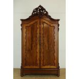 Mahogany wardropen with 2 doors and drawer, 19th century, h. 250, w. 142, d. 72 cm.