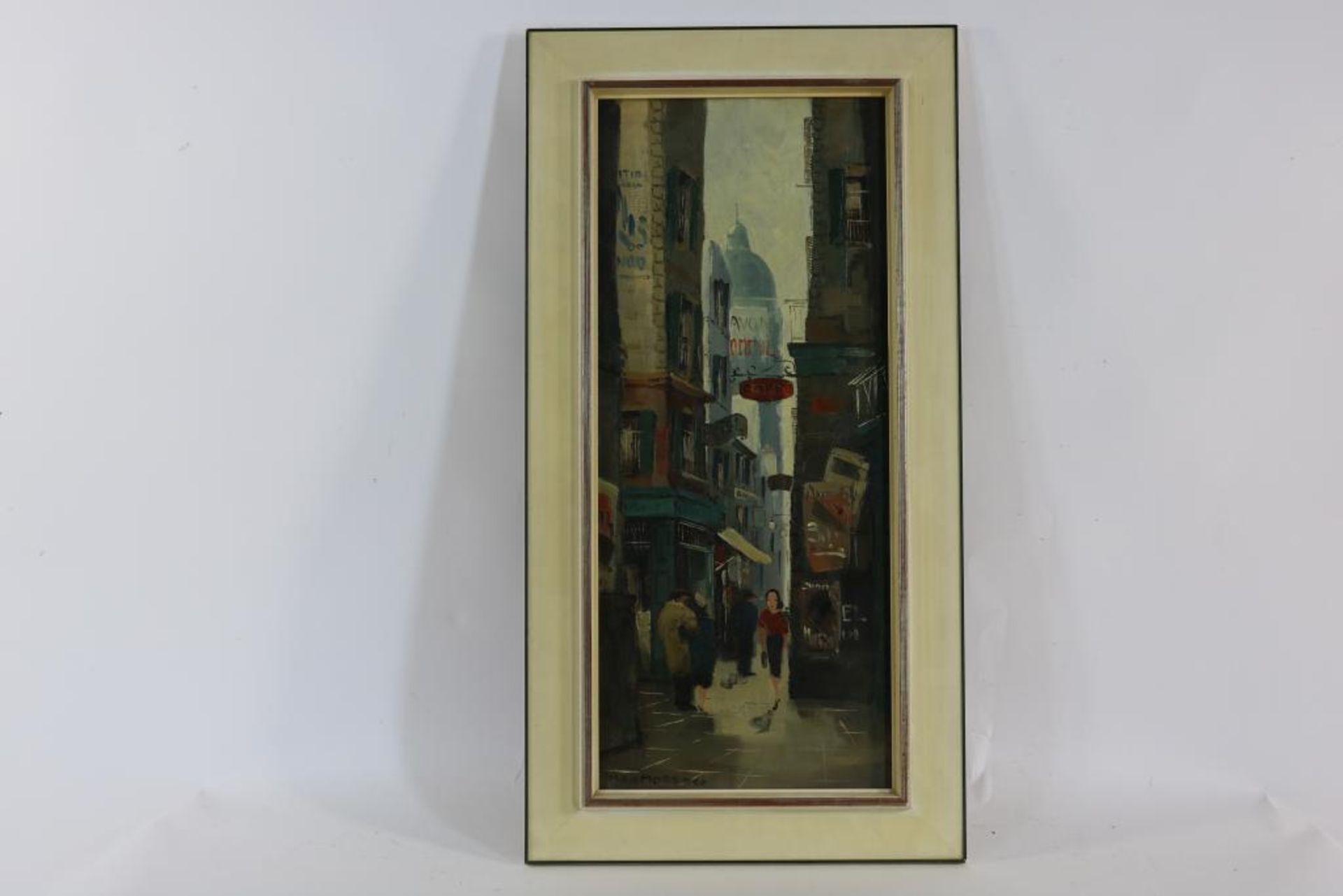 MOREAU, MAX (1902-1992), signed ll, figures in a street, oil on canvas 71 x 31 cm. - Bild 2 aus 3