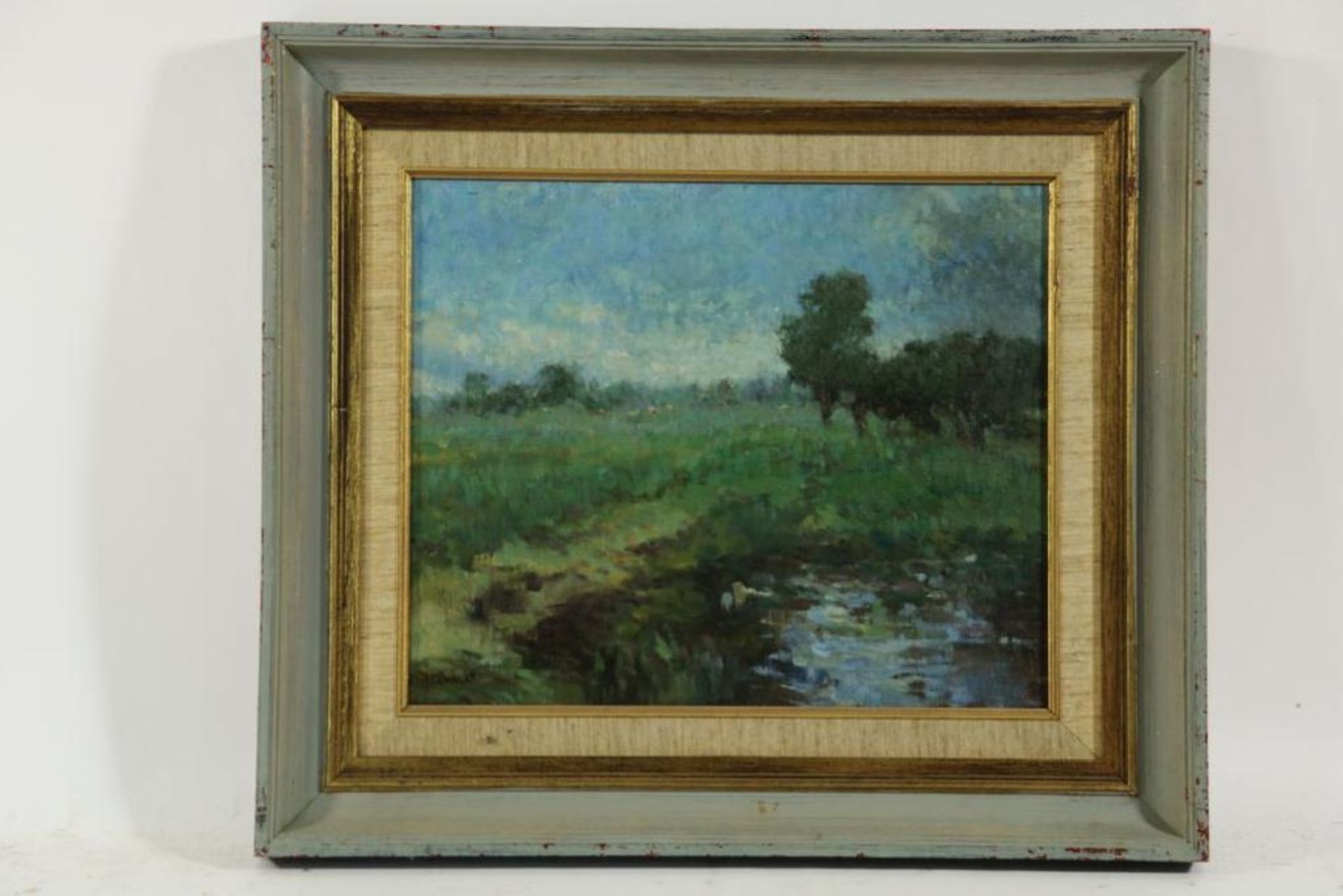 DEWEERDT, ARMAND (1890-1982), ges. l.o., landschap, marouflé 38 x 46 cm.< - Bild 2 aus 4