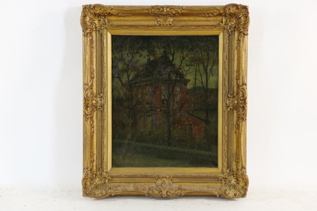 KARSEN, EDUARD (1860-1941), ges. r.o., gezicht op huis 'Hermitage', doek 45 x 36 cm. - Image 2 of 4