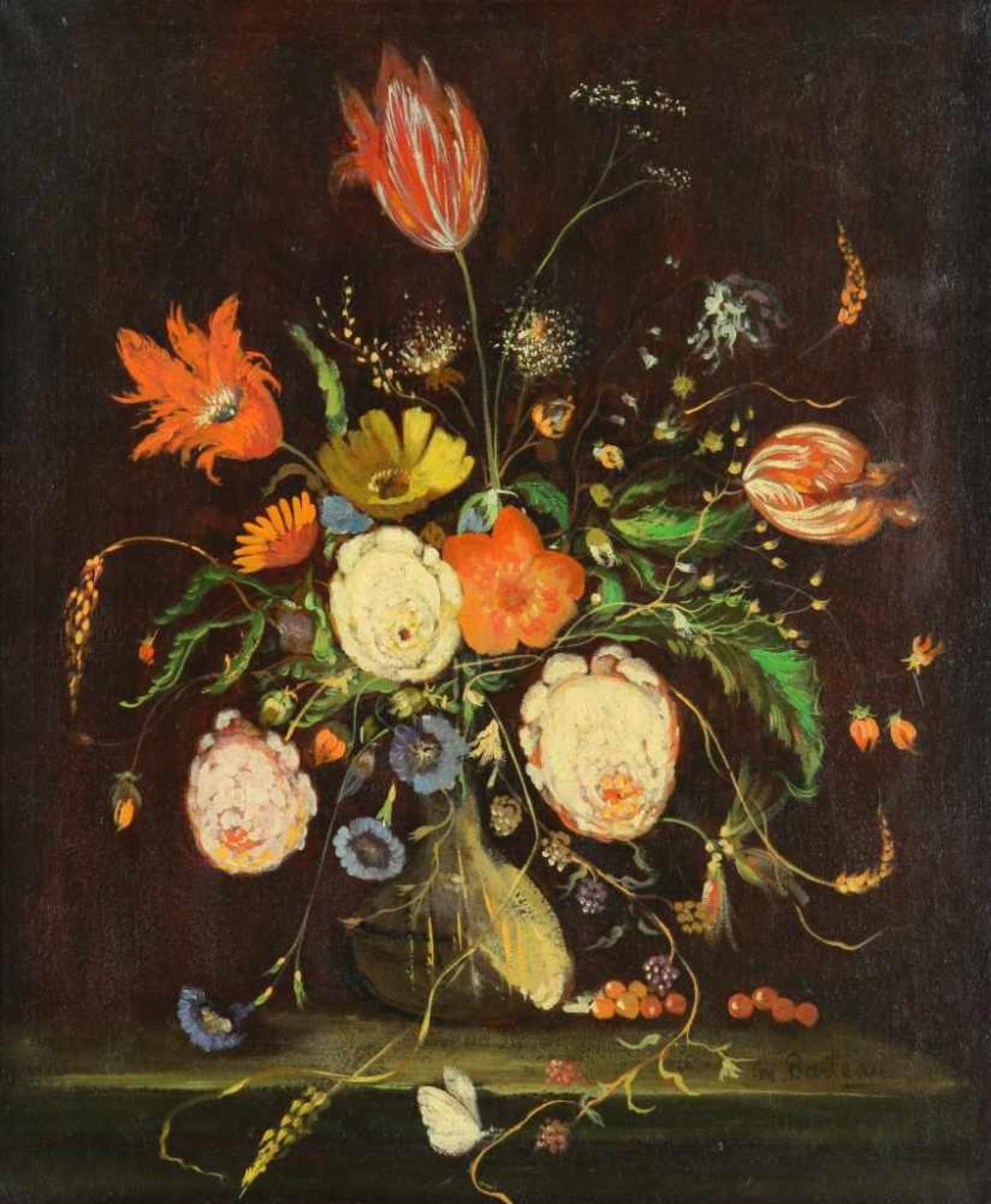 BARTEAU, M, ges. r.o., bloemstilleven, doek 60 x 50 cm.