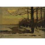 REGT DE PIET (1877-1960), signed l.rl, forest edge in winter, oil on panel 10 x 14 cm.