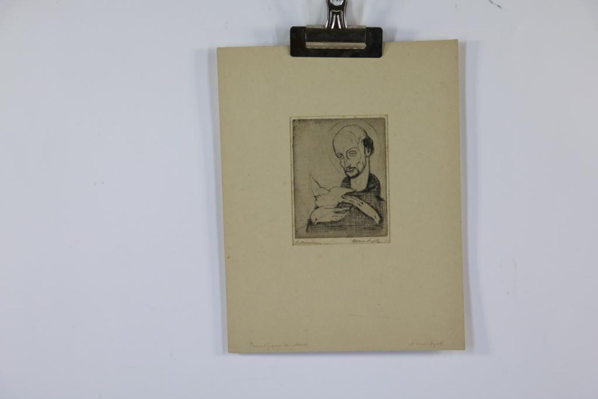 DYCK, A VAN, ges. r.o., portret van Fransicus van Assisi, ets 13 x 10 cm. - Bild 2 aus 2