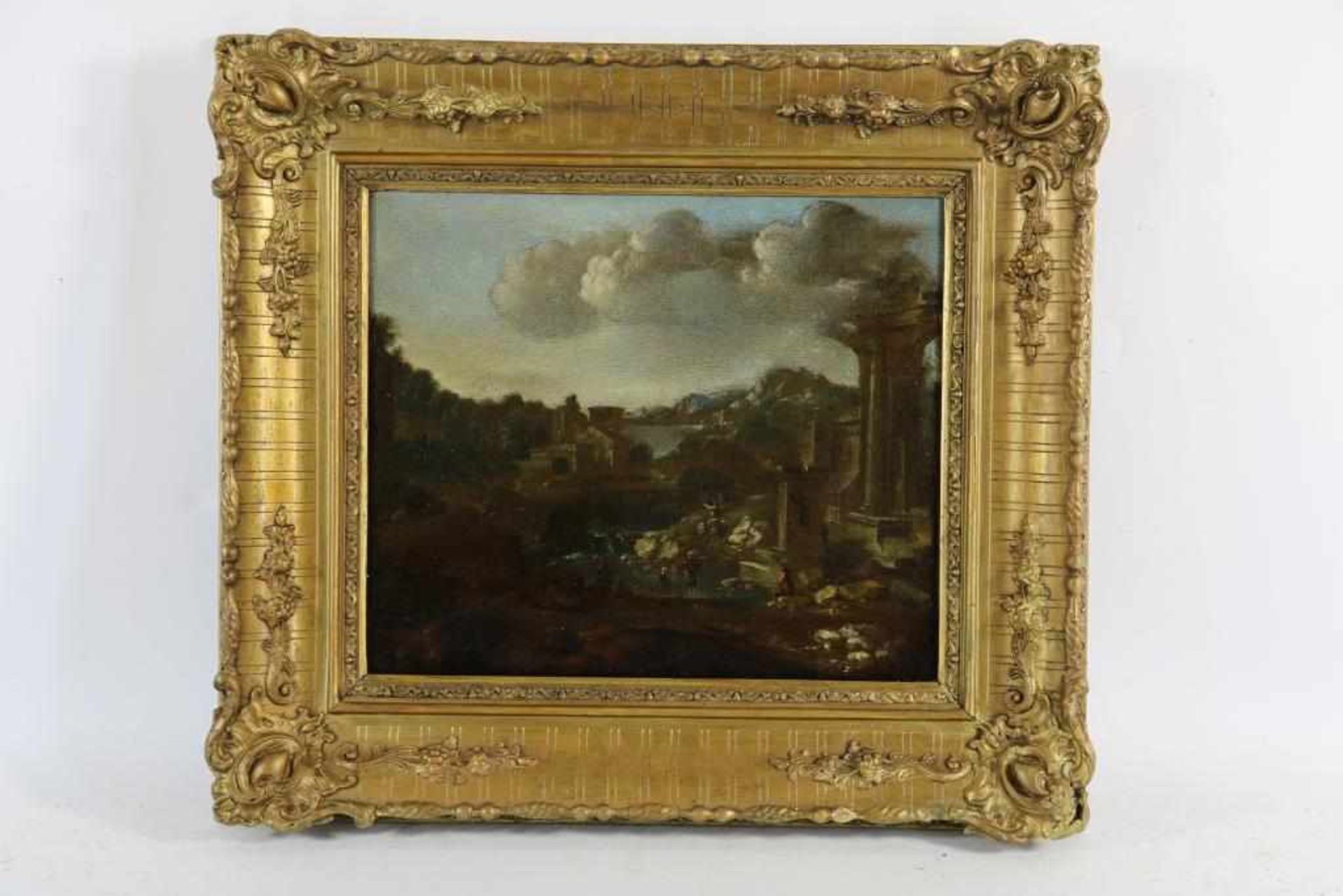 Unknown, 17th century, circle of Jan Asselijn, Italian landscape, oil on canvas 34 x 40 cm. - Bild 2 aus 3