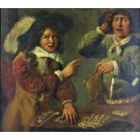 Unknown, unsigned 17th century, card players, oil on canvas 81 x 92 cm. -relined-