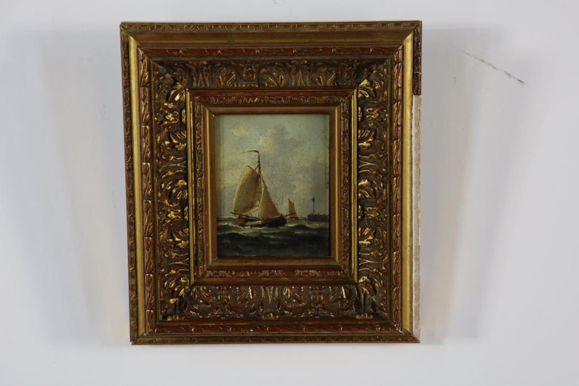 HEEMSKERK, G VAN, allen ges. zeilschepen op zee, serie van 3 schildering op paneel 10,5 x 8,5 cm. - Bild 4 aus 5