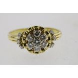 Gouden ring bezet met diamant briljantslijpsel ca. 0.57ct. gezet gemeten geh. 585/000 4.8gr.