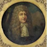 Unknown, 18th century, portrait of man with wig, round painting on copper diam. 24 cm.