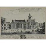 View of the town hall of s'Hage, engraving by Scheurleer en Besoet, 1750, 31 x 44 cm.