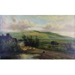 Lavender, R., signed, landscape near Plumpton, Sussex, canvas 75 x 125 cm.