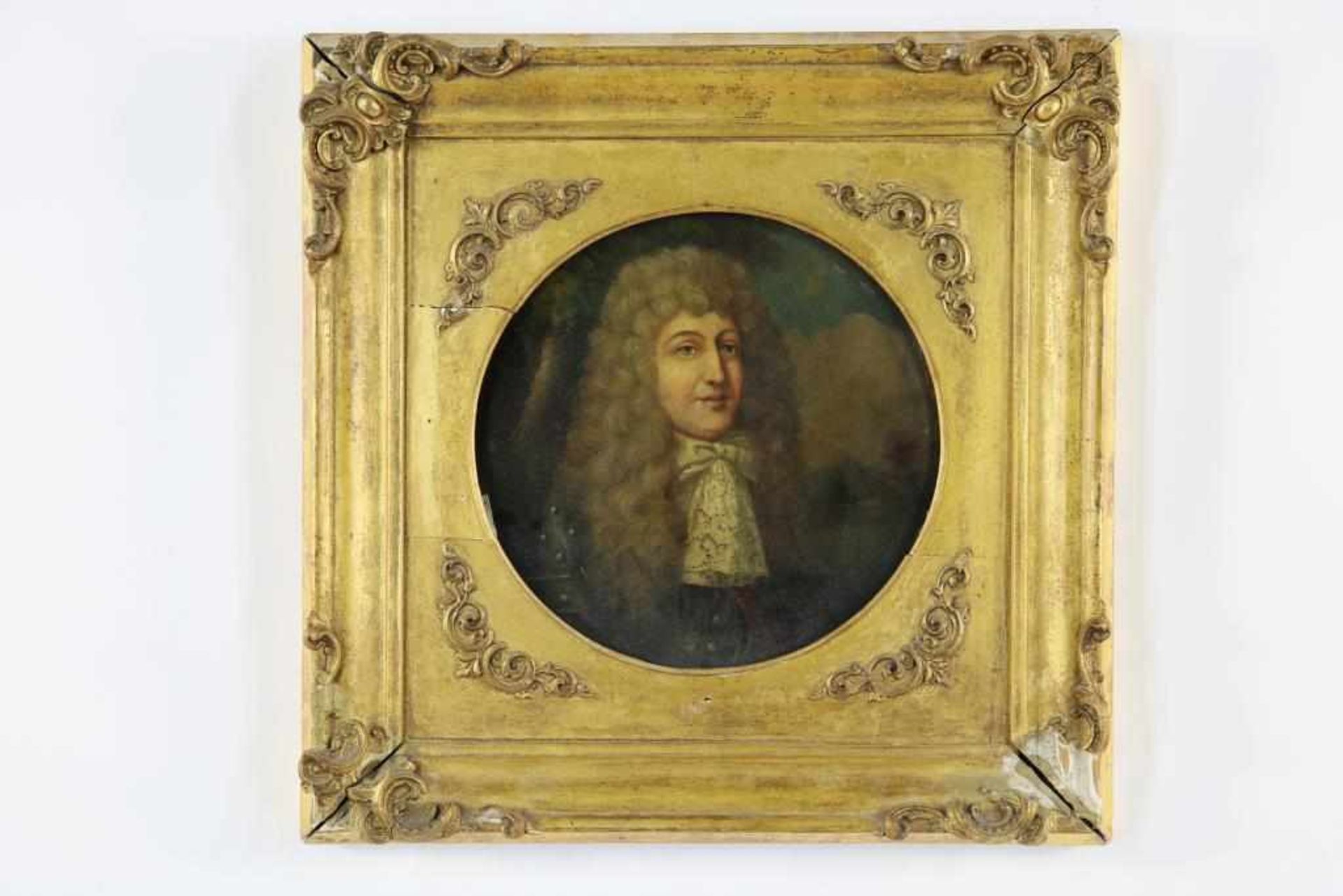 Unknown, 18th century, portrait of man with wig, round painting on copper diam. 24 cm. - Bild 2 aus 3