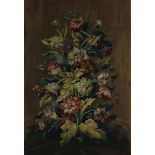 Unknown, unsigned, fireplace with flowers, oil on canvas 160 x 110 cm. -relined-