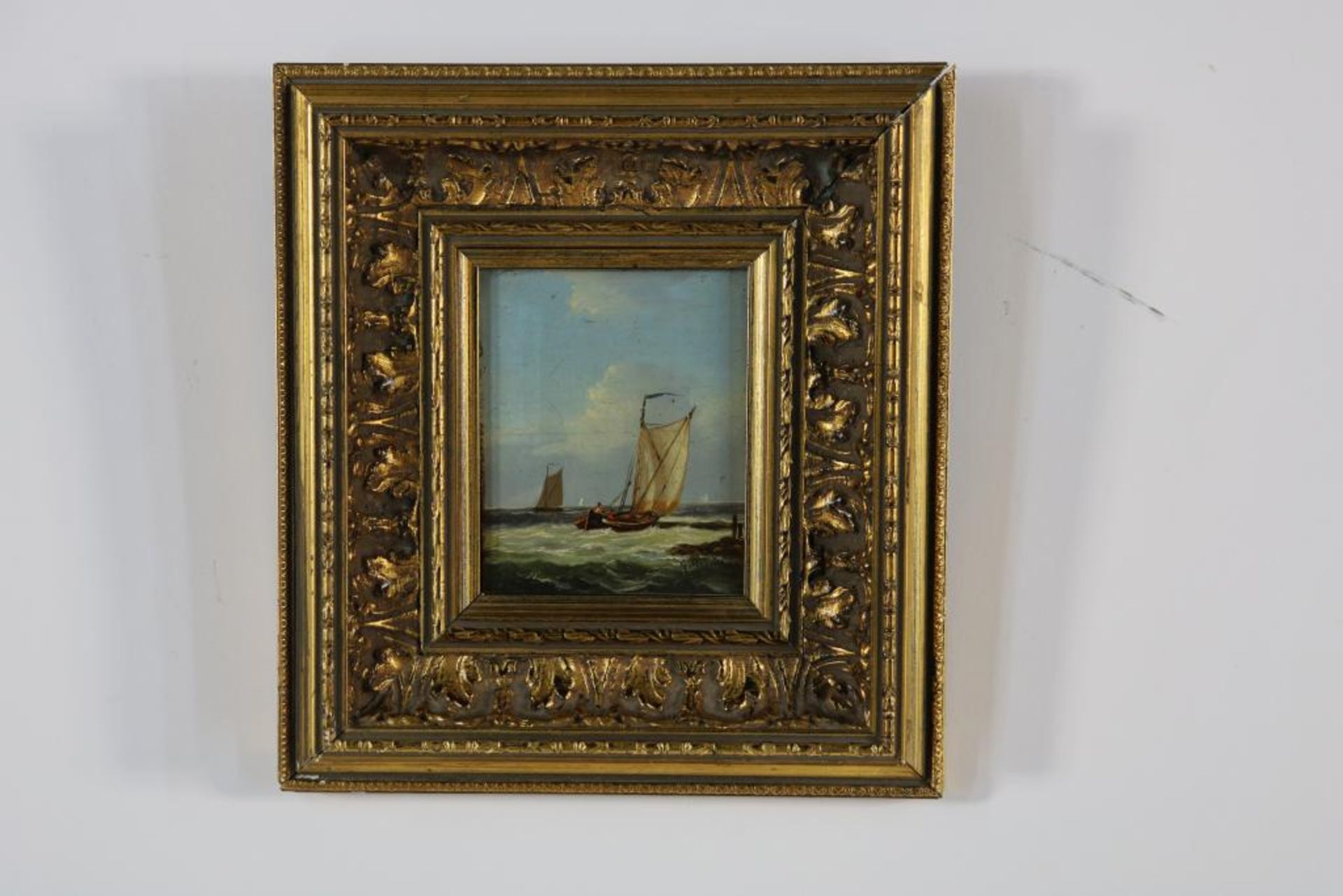 HEEMSKERK, G VAN, allen ges. zeilschepen op zee, serie van 3 schildering op paneel 10,5 x 8,5 cm. - Bild 5 aus 5