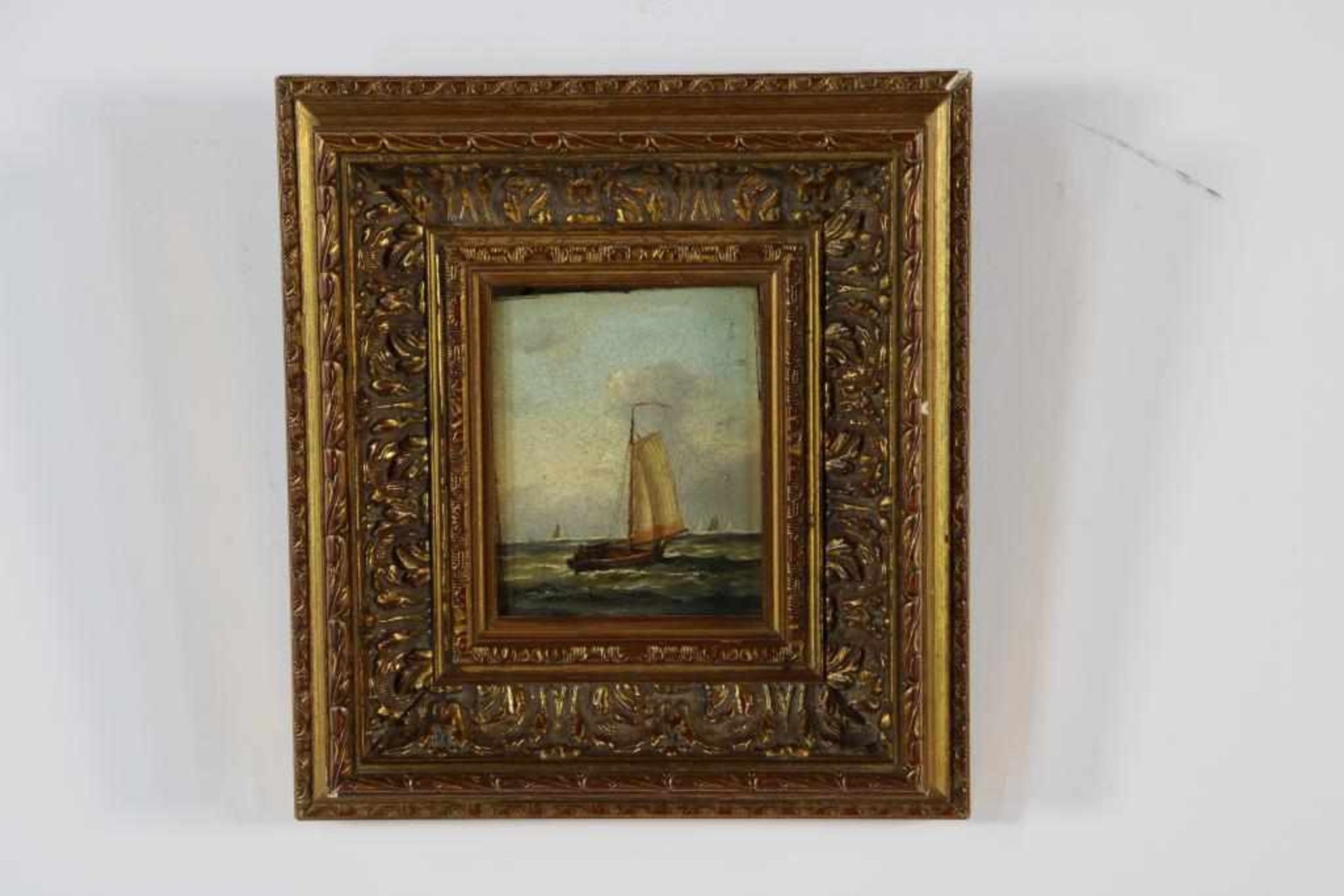 HEEMSKERK, G VAN, allen ges. zeilschepen op zee, serie van 3 schildering op paneel 10,5 x 8,5 cm. - Bild 3 aus 5