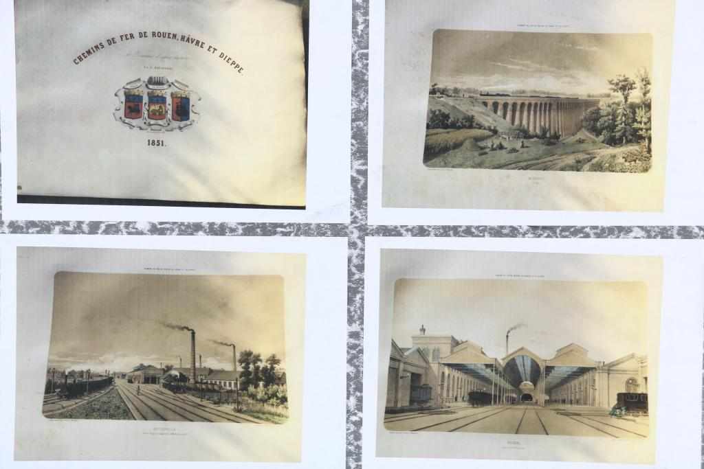 Portfolio with 9 lithographs of French Railways: Rouen, Havre et Dieppe, by Maugendre, Paris 1851. - Image 4 of 4