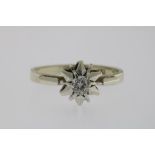 White gold solitair ring set with diamond, brilliant cut ca. 0.20 ct, 750/000, gross w. 2 gr,