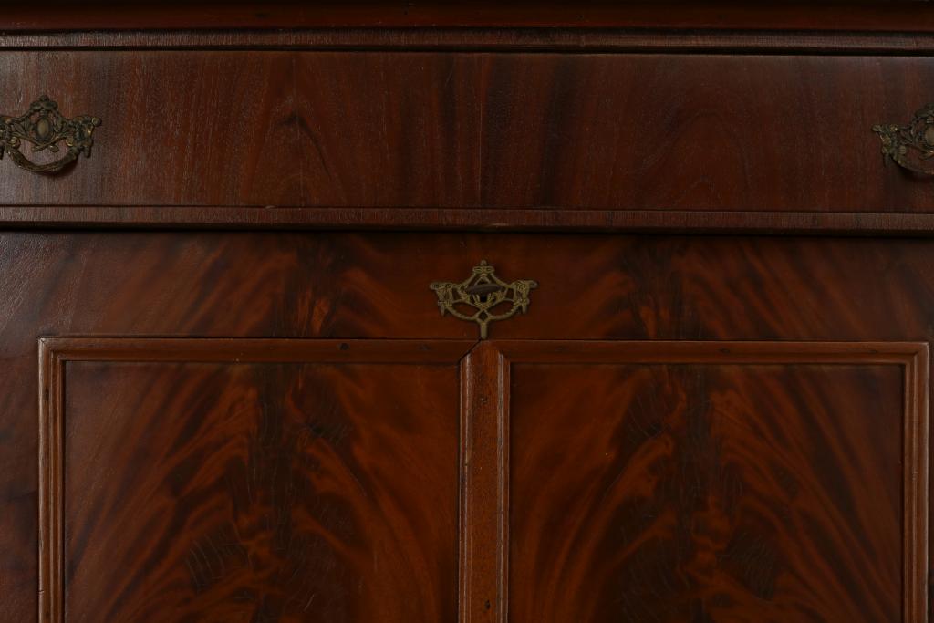 Mahogany writing desk, 19th centuryMahonie klepsecretaire met 1 lade, klep waarachter interieur - Image 3 of 5