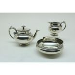 A silver tea service with beaded edge, Dutch, mm Van Kempen, Voorschoten, dl 1880, 835/000, gross w.