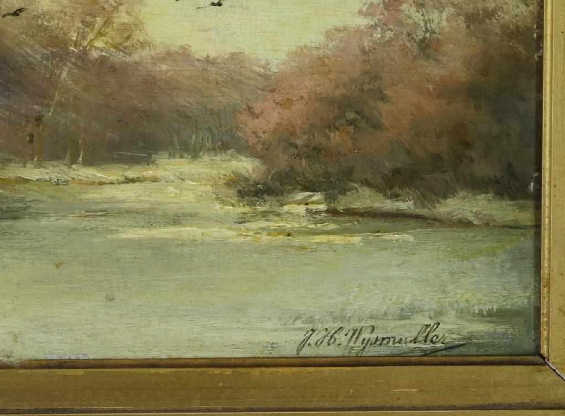 WIJSMULLER, JAN HILLEBRAND (1855-1925), signed l.r., figure in wintersbos, oil on panel 18 x 30 cm. - Bild 3 aus 4