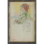 SOMM, HENRY (1844-1907), stamped H.S. l.o., girl with hat, watercolor 13 x 8 cm.SOMM, HENRY (1844-