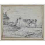 SMAK-GREGOOR, GILLES (1770-1847), signed l.r., cow on ditch side, pencil drawing 18 x 10 cm.SMAK-