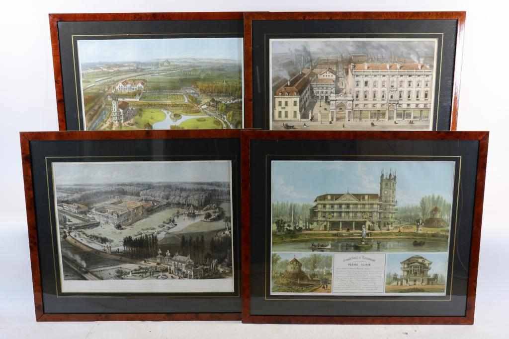 THEODORE MULLER (1819-1879), Gezicht op 4 kastelen, hoofdingang Sphinx-fabrieken, Grand hotel,