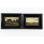 Randwijk, Hendrik van, not signed, lot of 2 landscapes, board 14 x 23 cm.RANDWIJK, HENDRIK VAN (