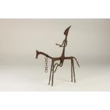 Iron Dogon horse rider, Mali, h. 36 cm.IJzeren Dogon ruiter te paard, Mali, h. 36 cm.