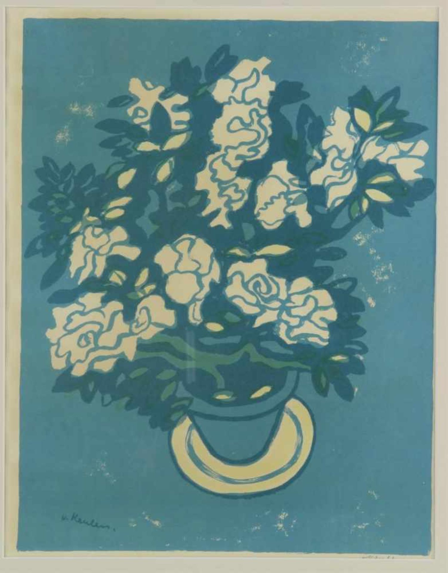 KEULEN VAN JAN (1913-1994), sign l.r., Flowers in vase, lithograph 50 x 39 cm.KEULEN VAN JAN (1913-