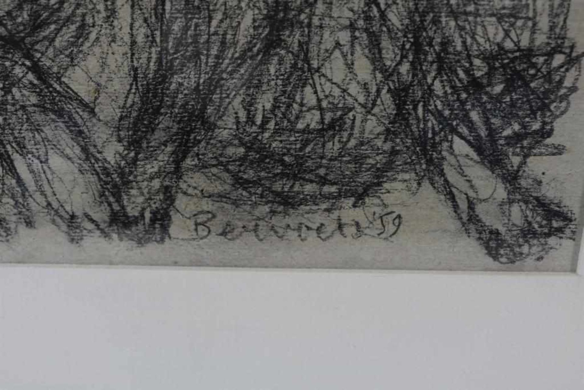 Bervoets, signed, cats and bird, drawing 24 x 34 cm.BERVOETS, ges. r.o., katten en vogel, tekening - Bild 3 aus 4
