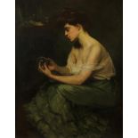 LUCAS, MAY LANCASTER (1853-1920), signed lower left, elegant lady with glass ball, oil on canvas 131