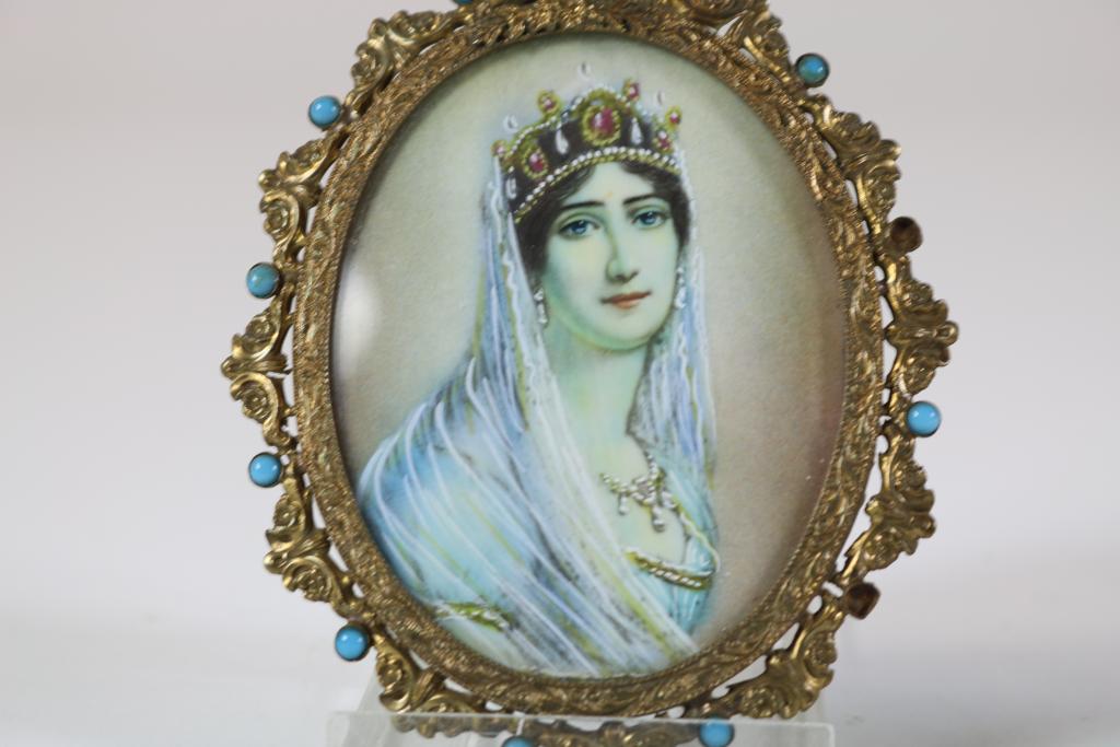 Stel ovale portret miniaturen met voorstelling van Napoleon en Josephine, 8 x 6,5 cm. - Image 2 of 3